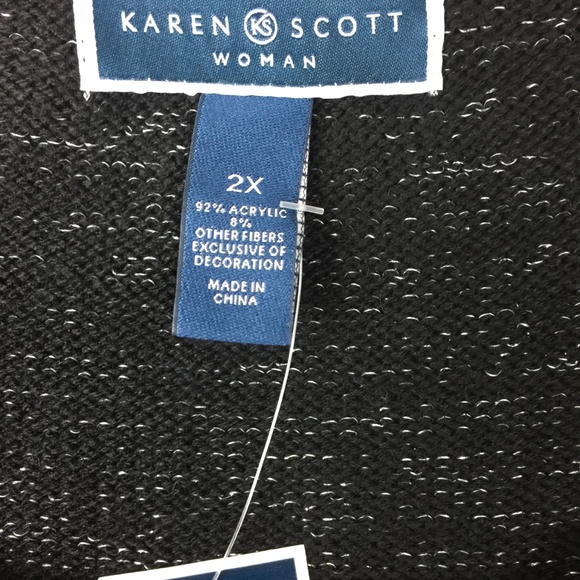 Karen Scott Holiday Deep Black Sweater NWT - Picture 4 of 5